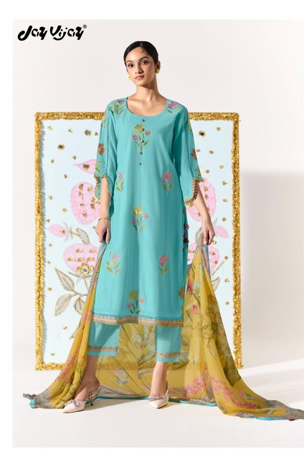 Jay Vijay Prints Lotus Pure Mal Chanderi 6pcs Suit Set
