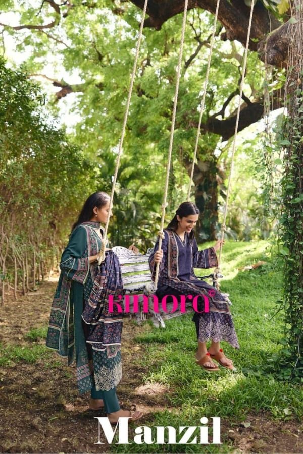 Kimora Fashion Manzil Pure Cotton Lawn 4pcs Suits Set