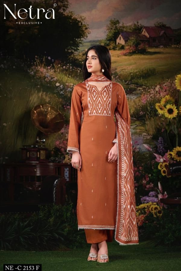 Netra Exclusive Gucci 04 Cotton Satin 6 Pcs Suit Catalog