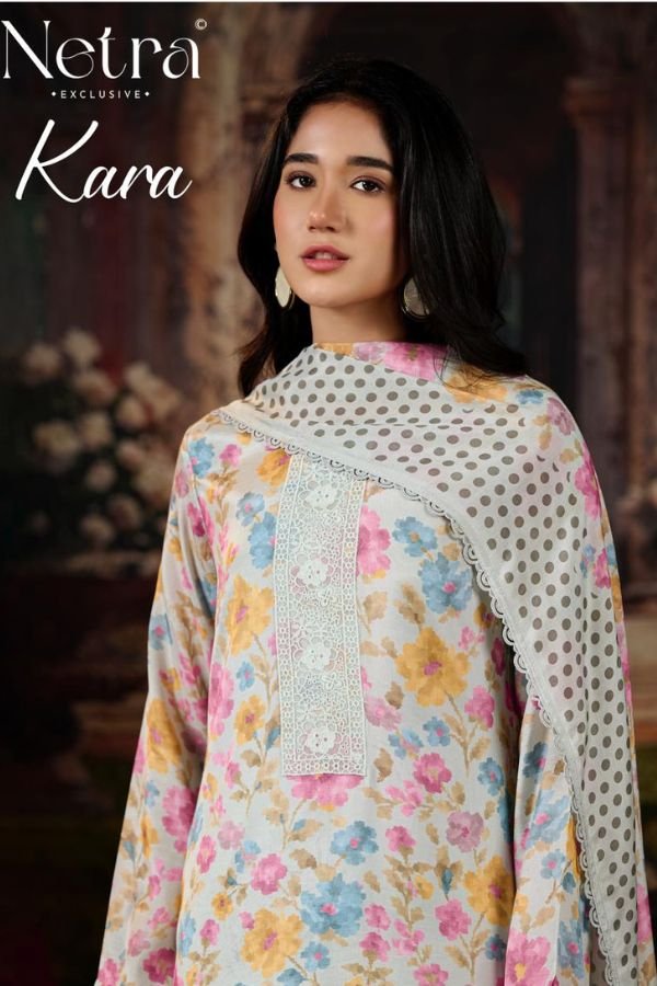 Netra Exclusive Kara Muslin 6 Pcs Suit Catalog