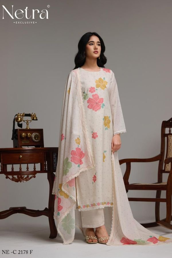 Netra Exclusive Shanti Pure Mul Chanderi 6 Pcs Suit Catalog