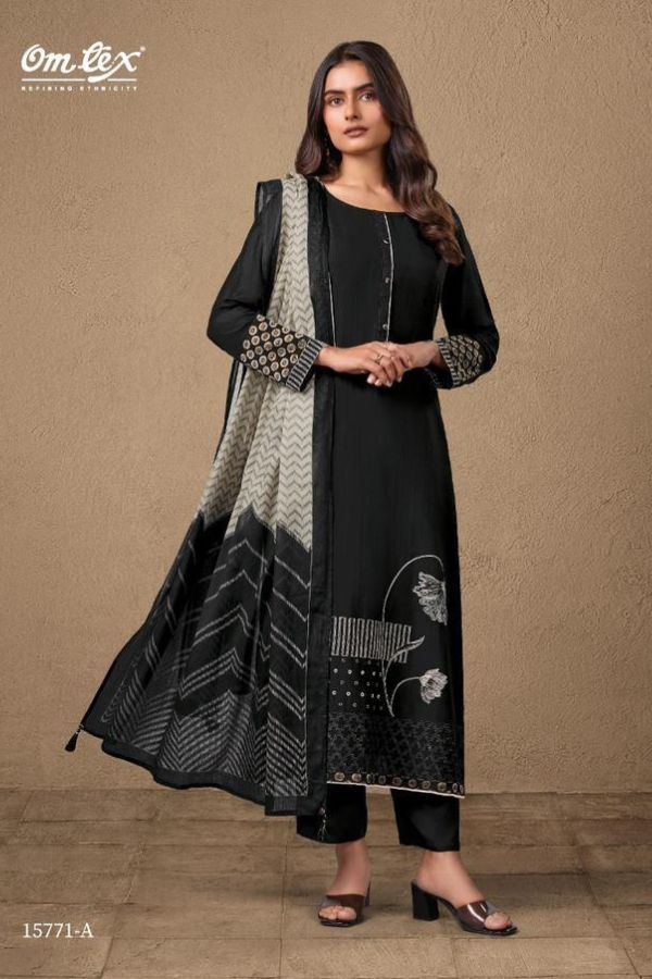 Omtex Navatmani Mal Chanderi Silk Ladies Suit 3pcs Catalog