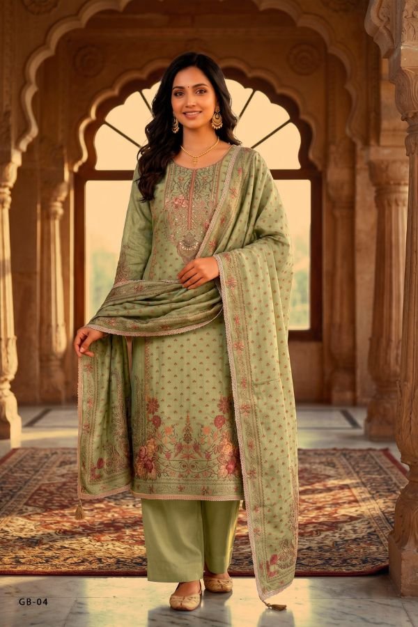 Varsha Fashion Gul Bagh Shimmer 4pcs Suits Catalog