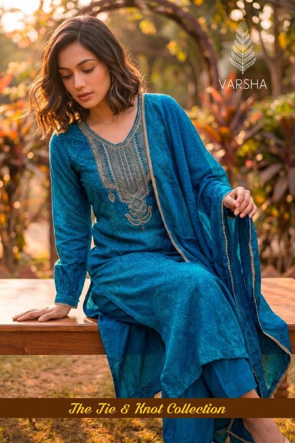 Varsha Fashion The Tie & Knot Collection Muslin 5pcs Suits Set