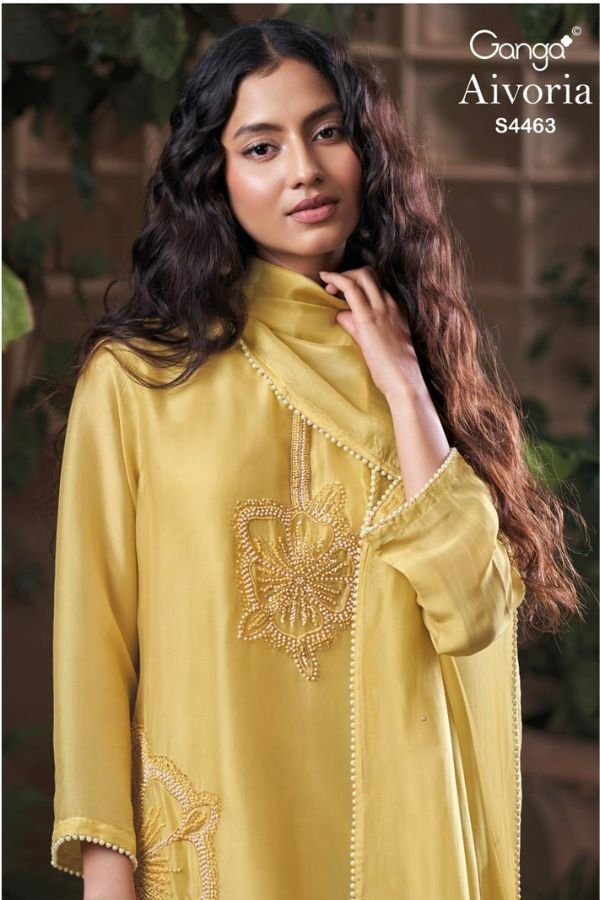 Ganga Fashion Aivoria S4463 Silk Satin 3pcs Suit Set