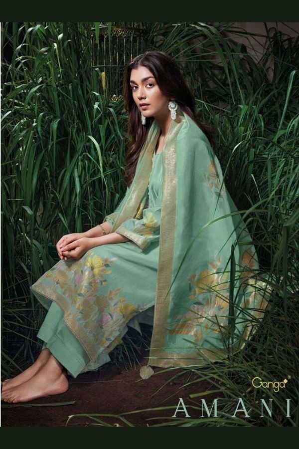 Ganga Fashion Amani Premium Viscose Woven Silk 6pcs Suit Set