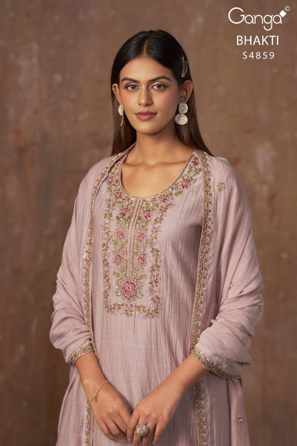 Ganga Fashion Bhakti S4859 Banarasi Mul 3pcs Suit Set