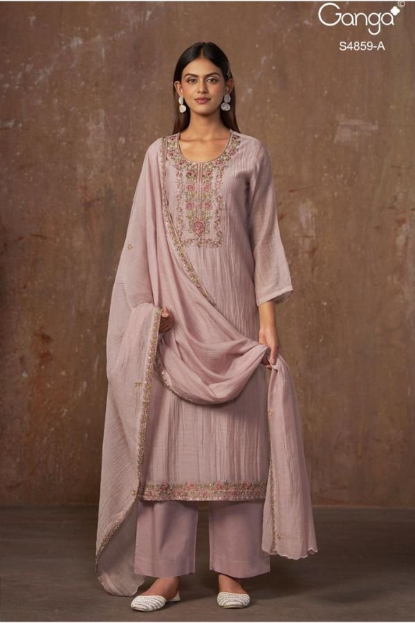 Ganga Fashion Bhakti S4859 Banarasi Mul 3pcs Suit Set