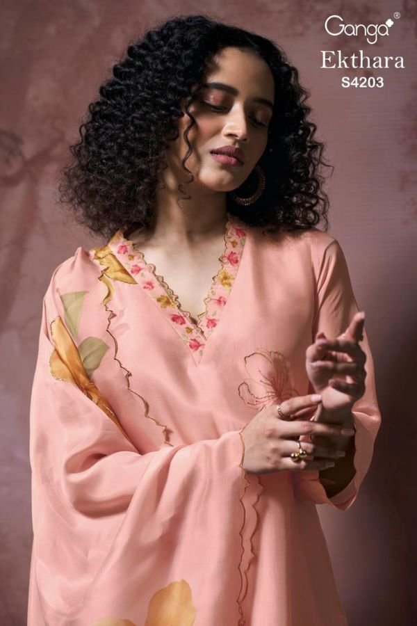 Ganga Fashion Ekthara S4203 Silk Satin 4pcs Suit Set