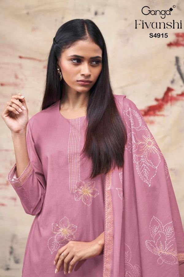 Ganga Fashion Fivanshi S4915 Premium Cotton 4pcs Suit Set