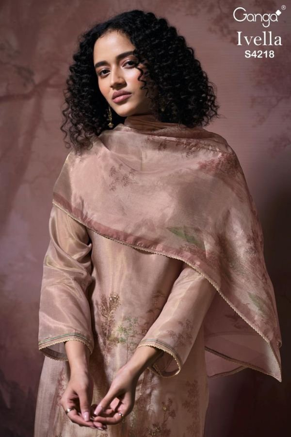 Ganga Fashion Ivella S4218 Premium Pure Silk 4pcs Suit Set