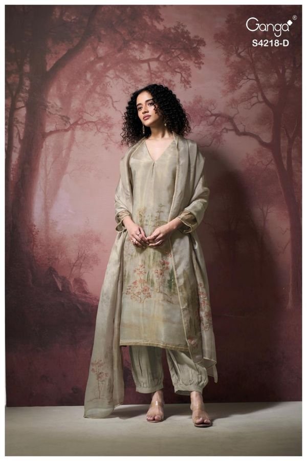 Ganga Fashion Ivella S4218 Premium Pure Silk 4pcs Suit Set