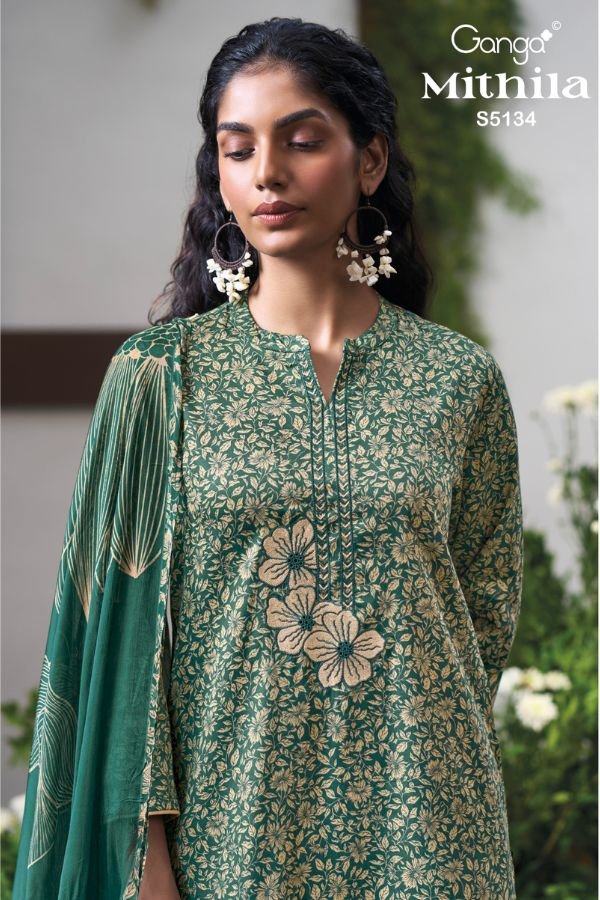 Ganga Fashion Mithila S5134 Cotton Satin 4pcs Suit Set