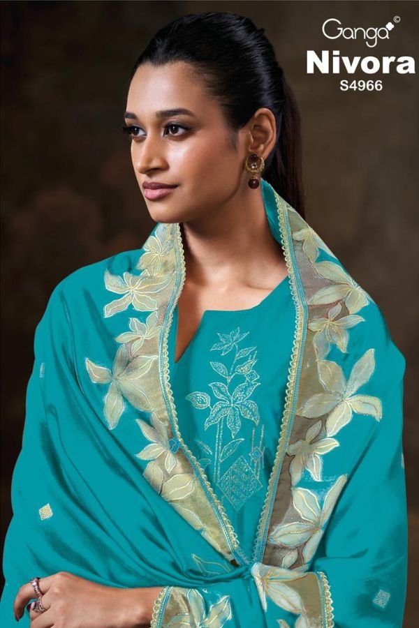 Ganga Fashion Nivora S4966 Viscose Woven Silk 5pcs Suit Set