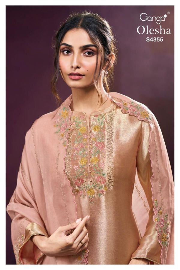 Ganga Fashion Olesha S4355 Premium Pure Silk 4pcs Suit Set