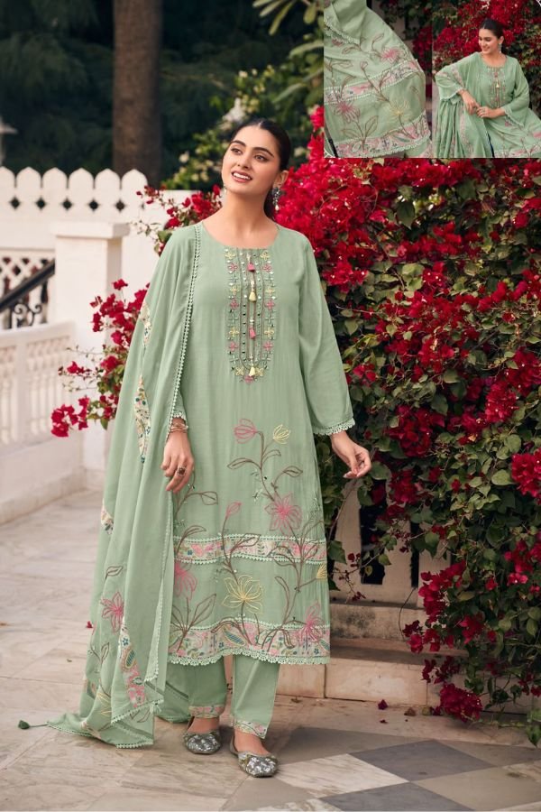 Jay Vijay Prints Shai Raahi Malai Chanderi 6pcs Suit Set