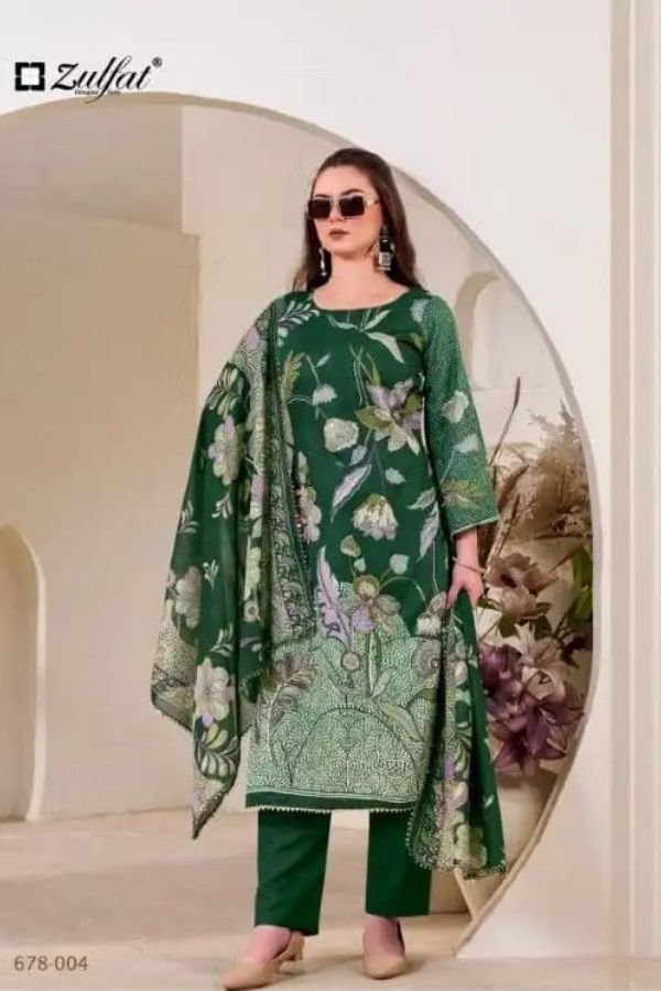 Zulfat Designer Suits Nasreen Pure Jam Cotton 4Pcs Catalog